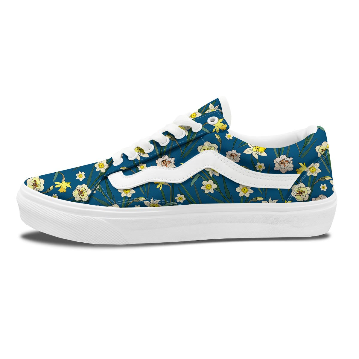 Flower Spring Daffodil Print Pattern Skate Shoes-grizzshop
