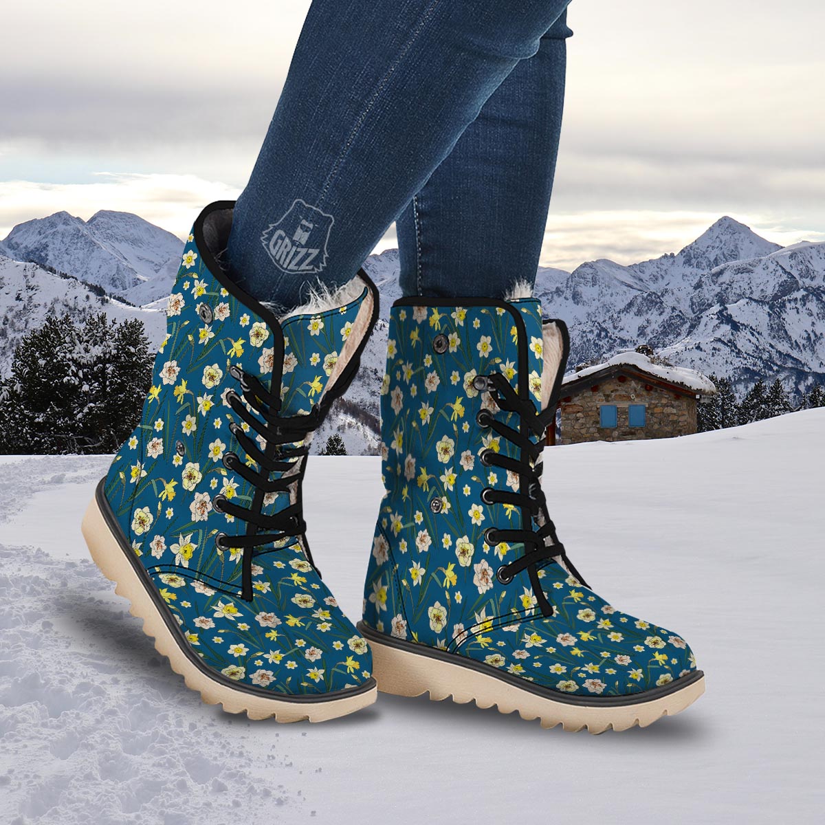 Flower Spring Daffodil Print Pattern Snow Boots-grizzshop