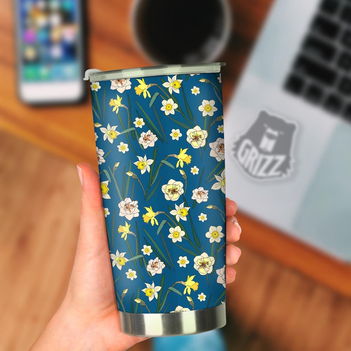 Flower Spring Daffodil Print Pattern Tumbler-grizzshop