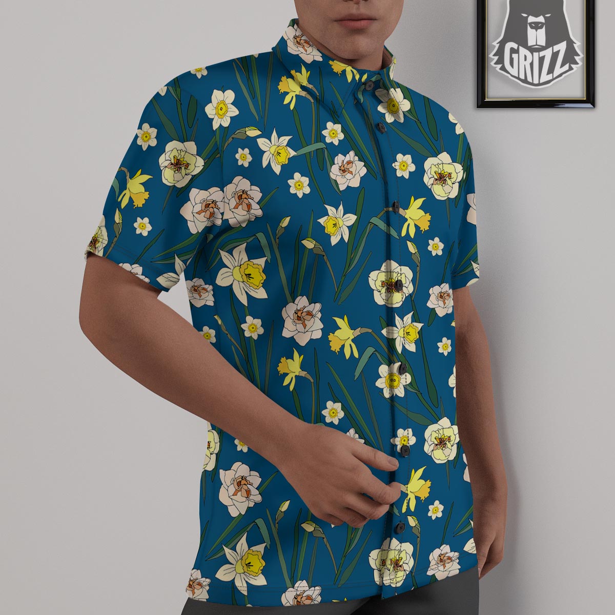 Flower Spring Daffodil Print Pattern Untucked Shirts-grizzshop
