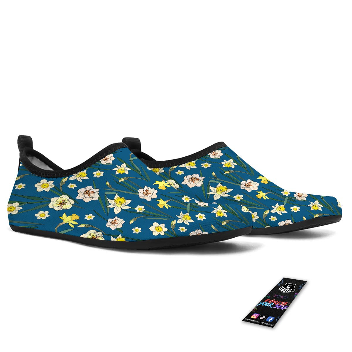 Flower Spring Daffodil Print Pattern Water Shoes-grizzshop