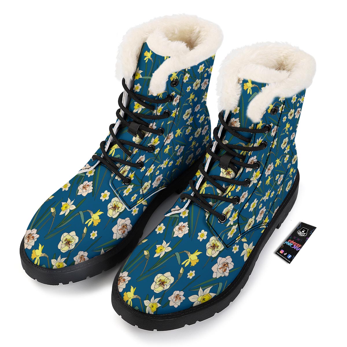Flower Spring Daffodil Print Pattern Winter Boots-grizzshop