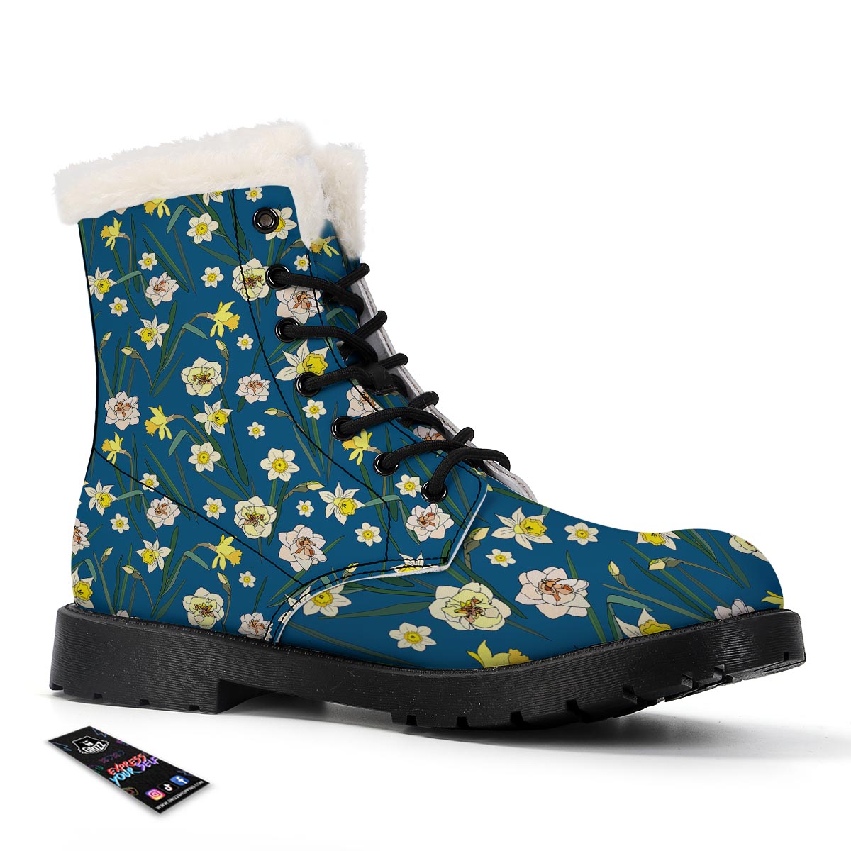 Flower Spring Daffodil Print Pattern Winter Boots-grizzshop