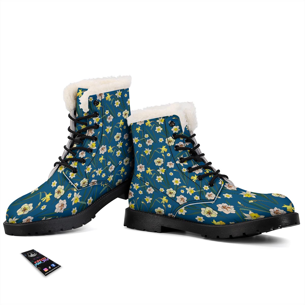 Flower Spring Daffodil Print Pattern Winter Boots-grizzshop