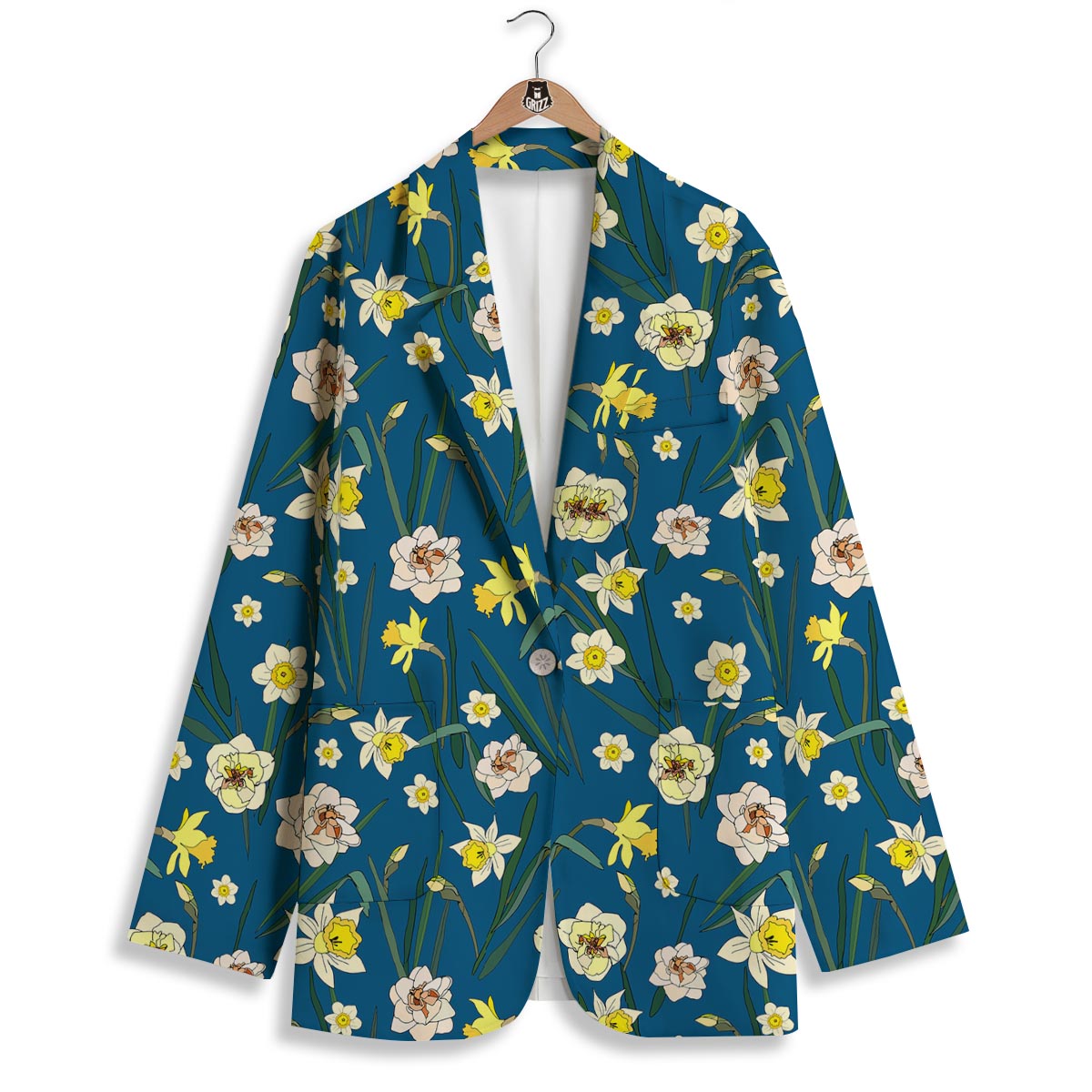 Flower Spring Daffodil Print Pattern Women's Blazer-grizzshop