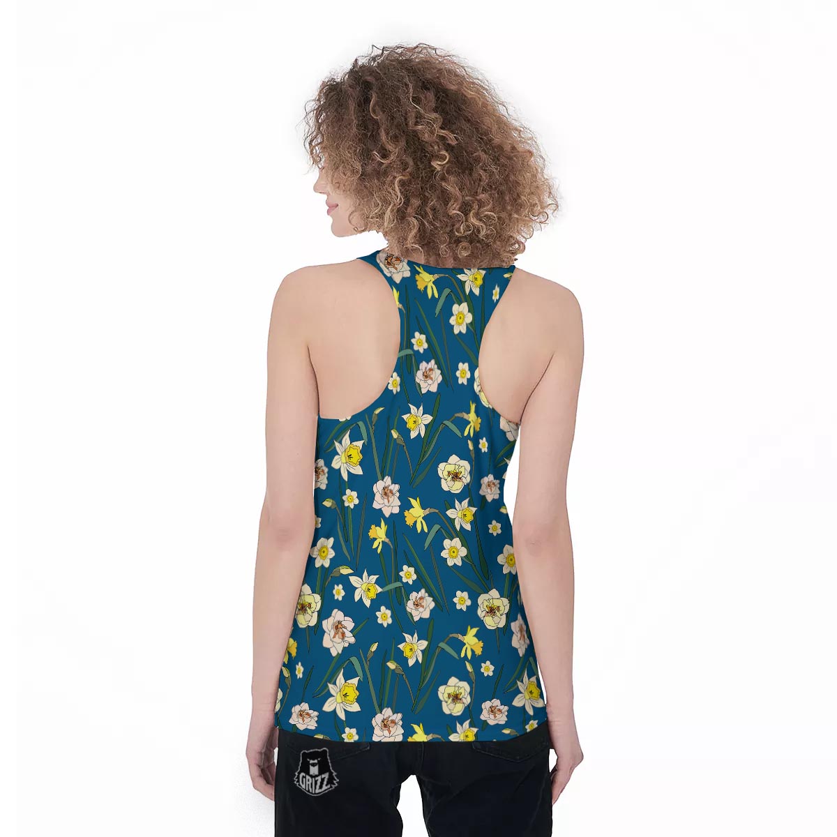 Flower Spring Daffodil Print Pattern Women's Racerback Tank Top-grizzshop