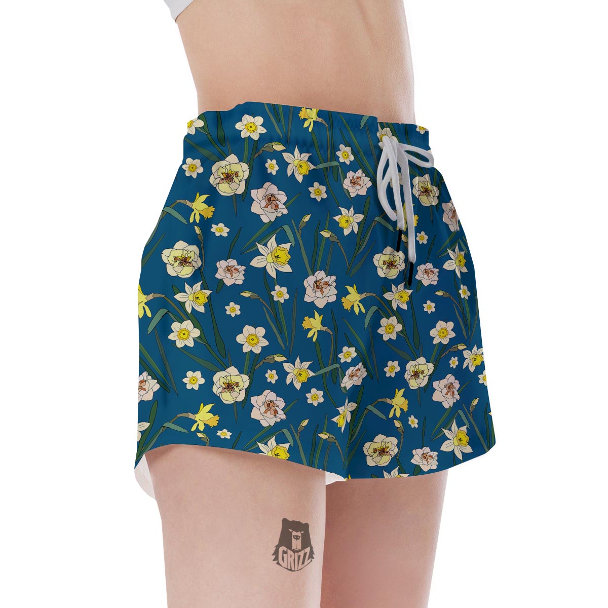 Flower Spring Daffodil Print Pattern Women's Shorts-grizzshop