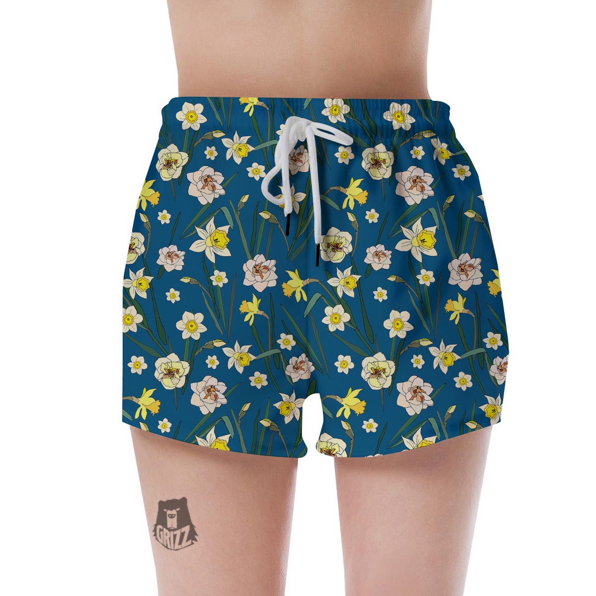 Flower Spring Daffodil Print Pattern Women's Shorts-grizzshop