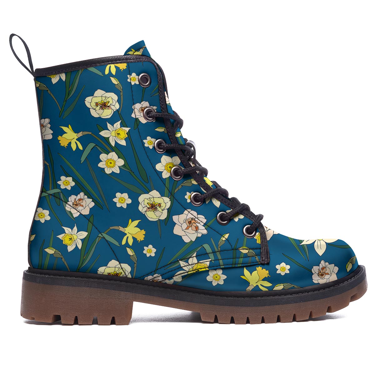 Flower Spring Daffodil Print Pattern Work Boots-grizzshop