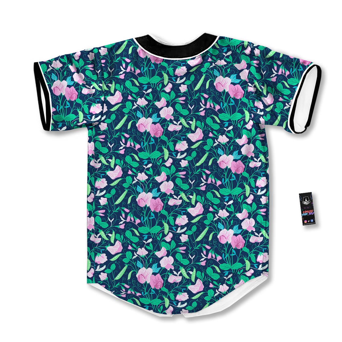 Flower Sweet Pea Print Pattern Baseball Jersey-grizzshop