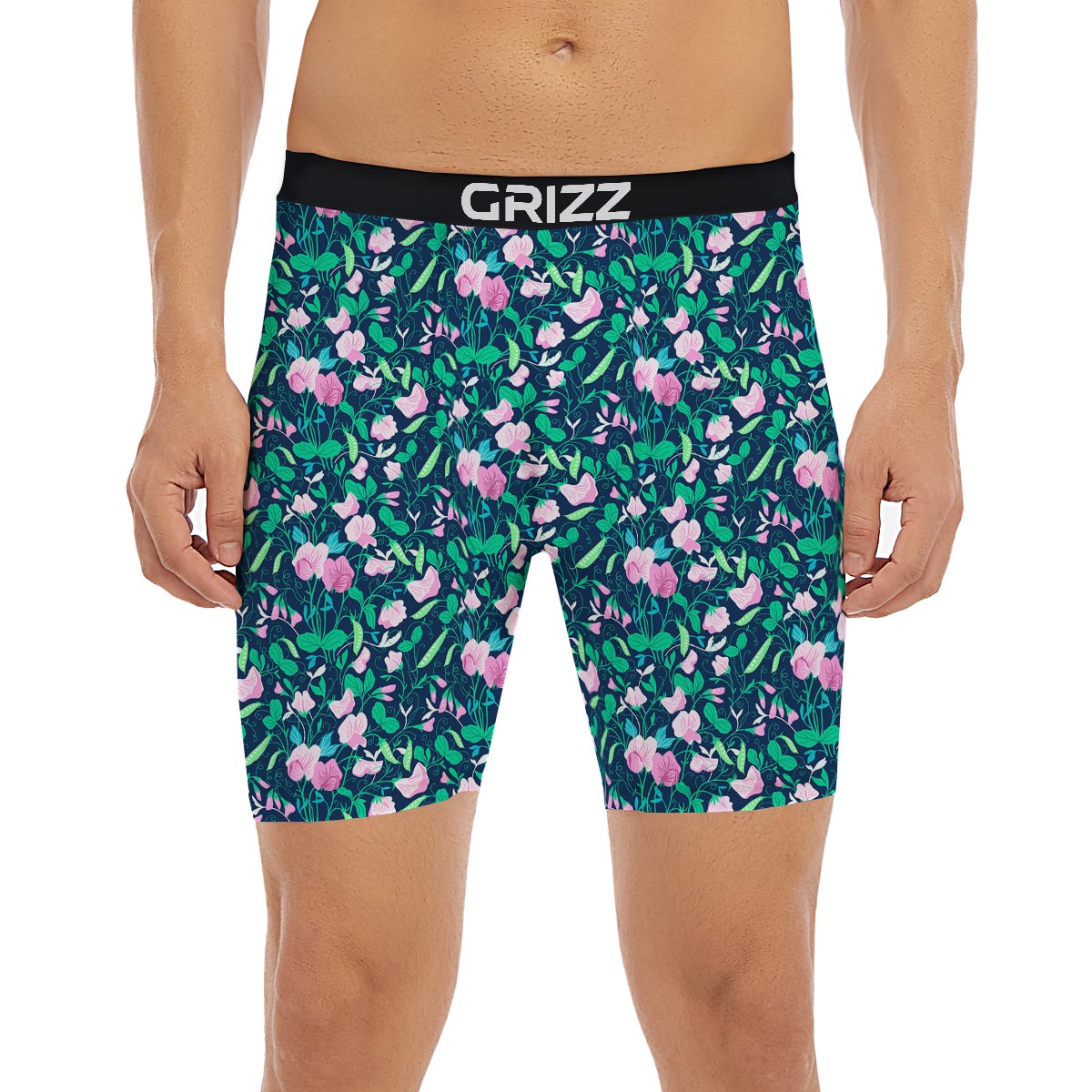 Flower Sweet Pea Print Pattern Boxer Briefs-grizzshop