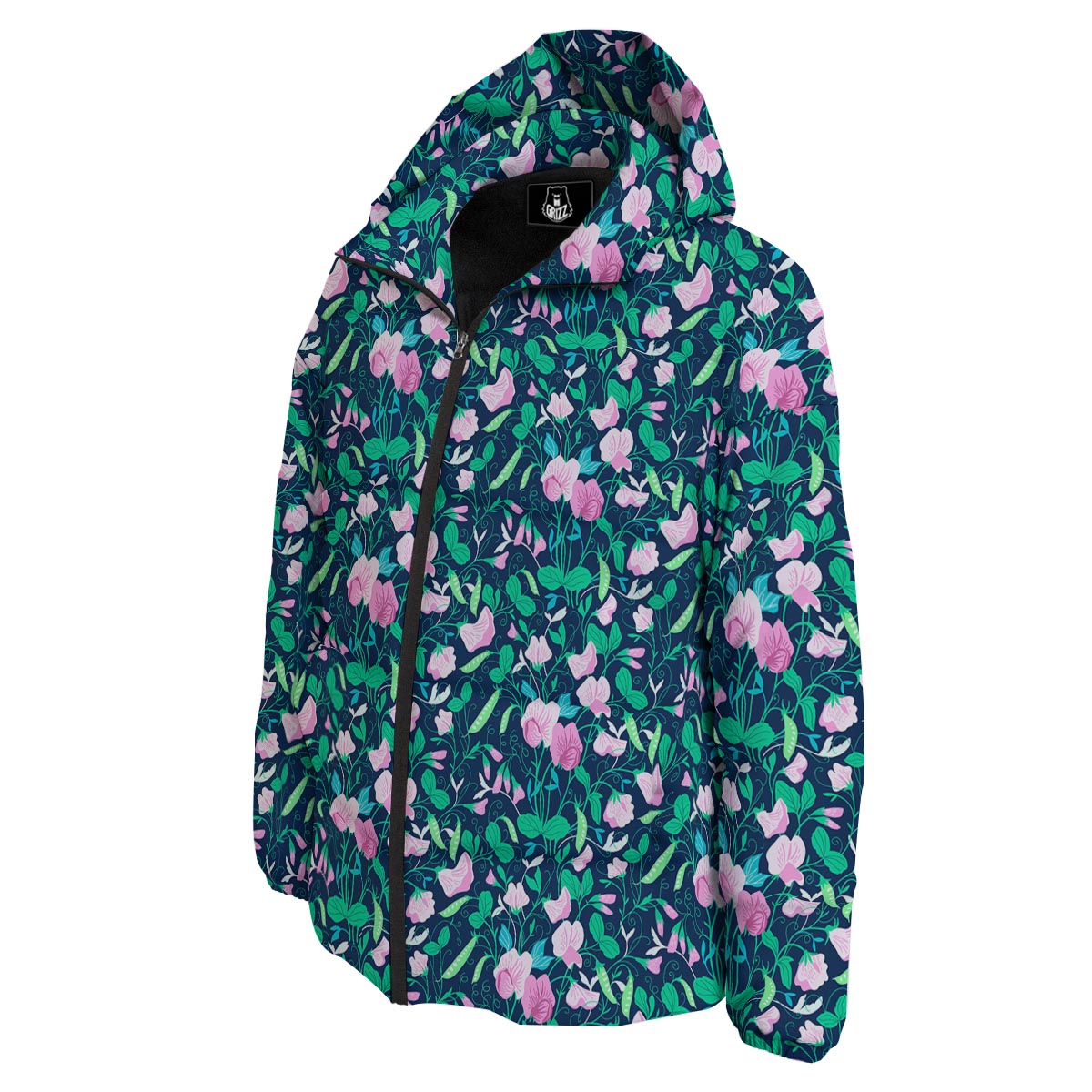 Flower Sweet Pea Print Pattern Down Jacket-grizzshop