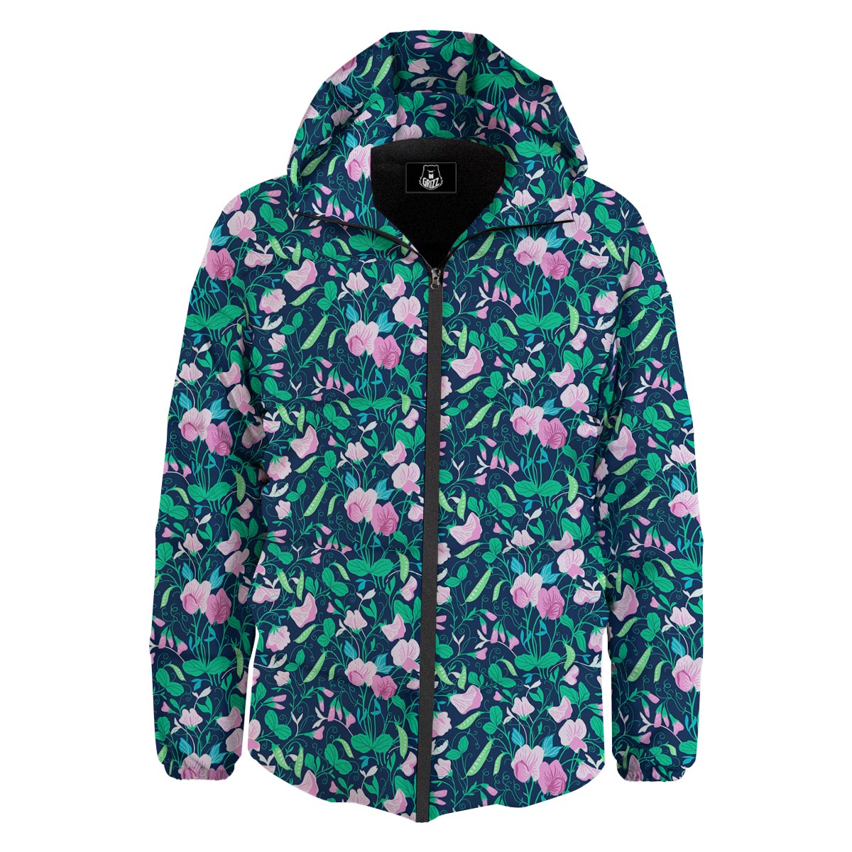 Flower Sweet Pea Print Pattern Down Jacket-grizzshop