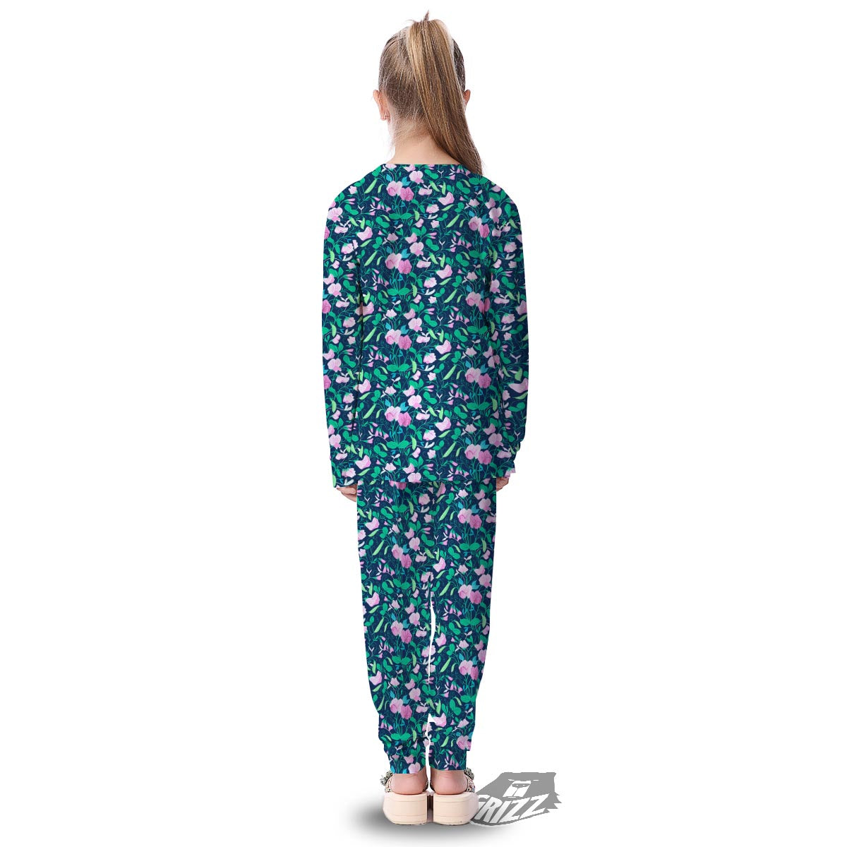 Flower Sweet Pea Print Pattern Kid's Pajamas-grizzshop