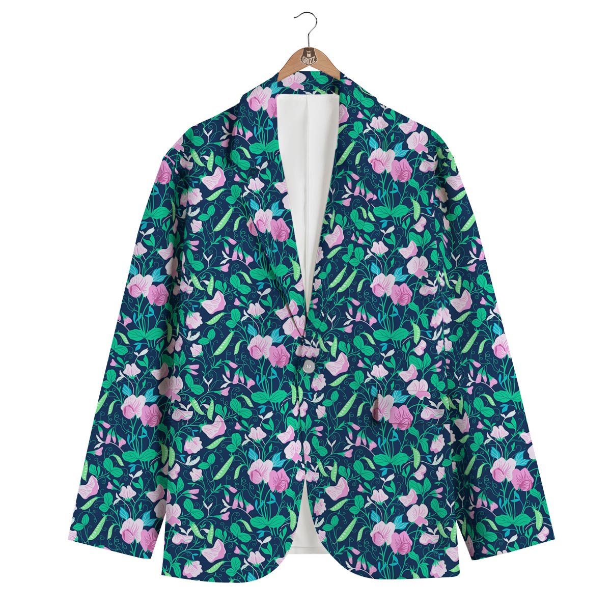 Flower Sweet Pea Print Pattern Men's Blazer-grizzshop