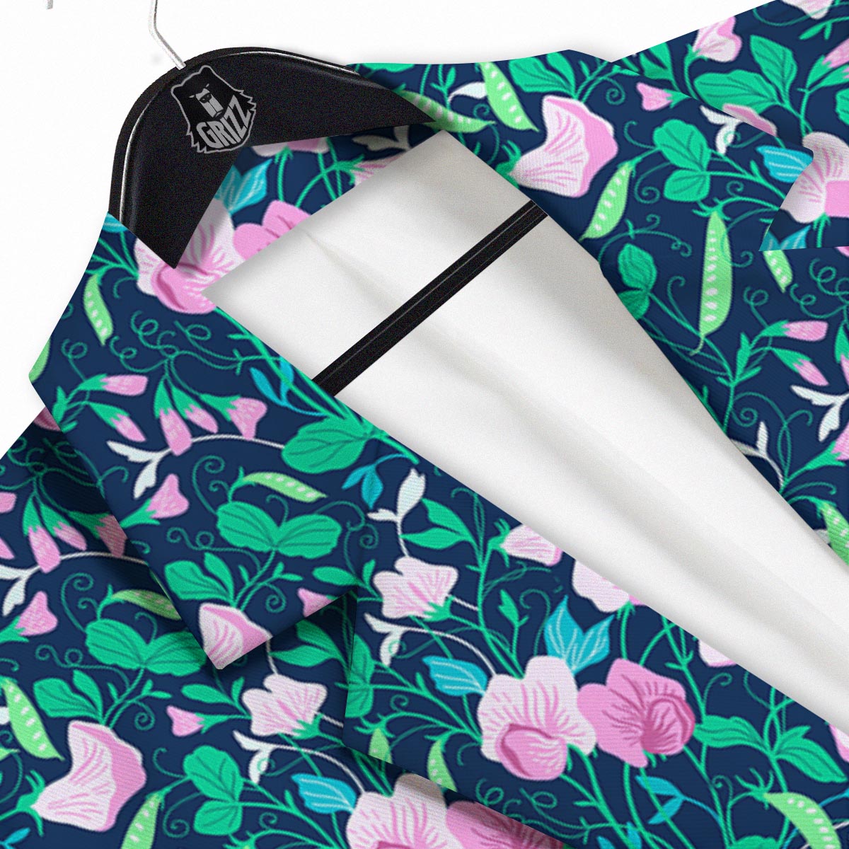 Flower Sweet Pea Print Pattern Men's Sport Coat-grizzshop