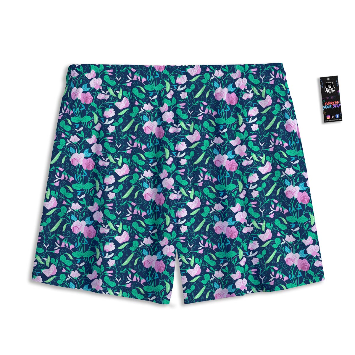 Flower Sweet Pea Print Pattern Mesh Shorts