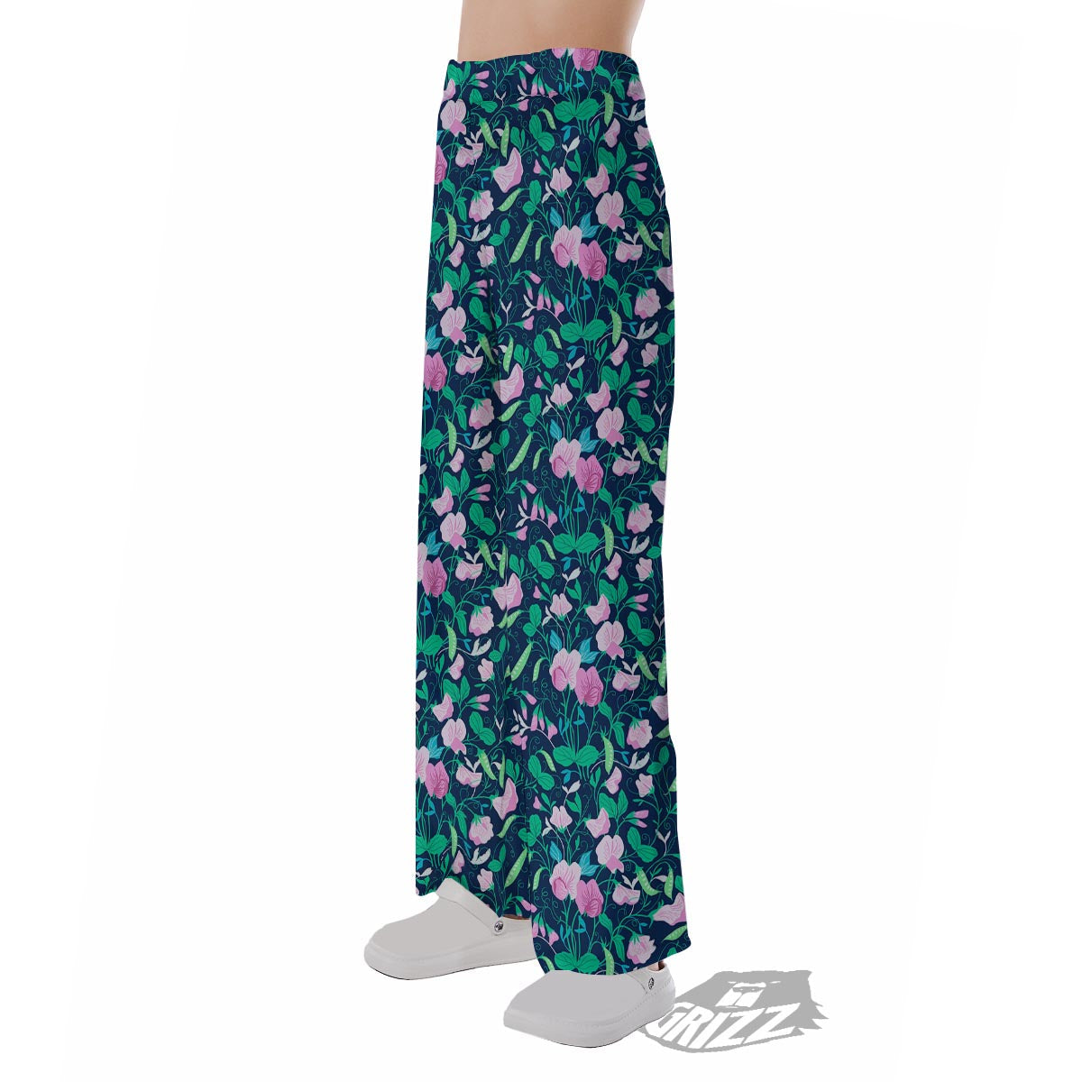 Flower Sweet Pea Print Pattern Pajama Pants-grizzshop