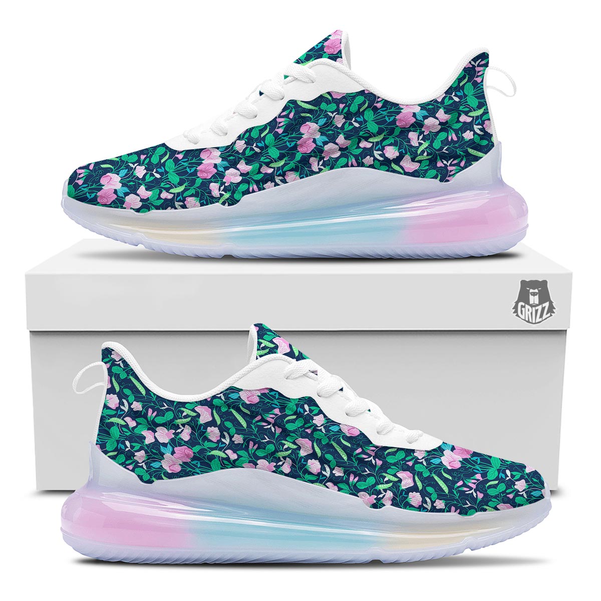 Flower Sweet Pea Print Pattern Running Sneakers-grizzshop