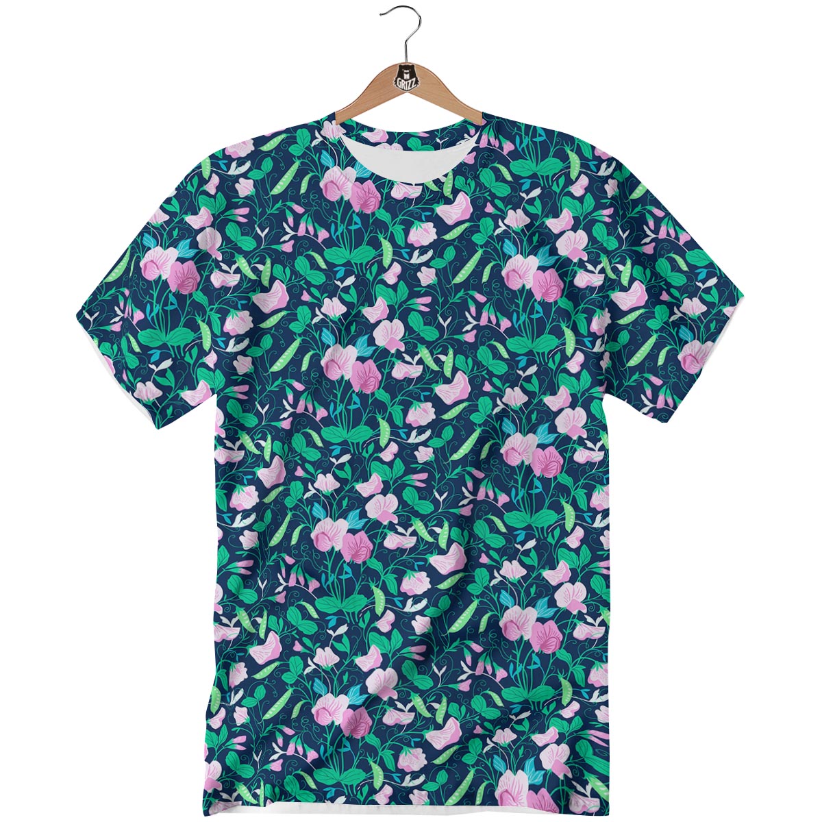 Flower Sweet Pea Print Pattern T-Shirt-grizzshop