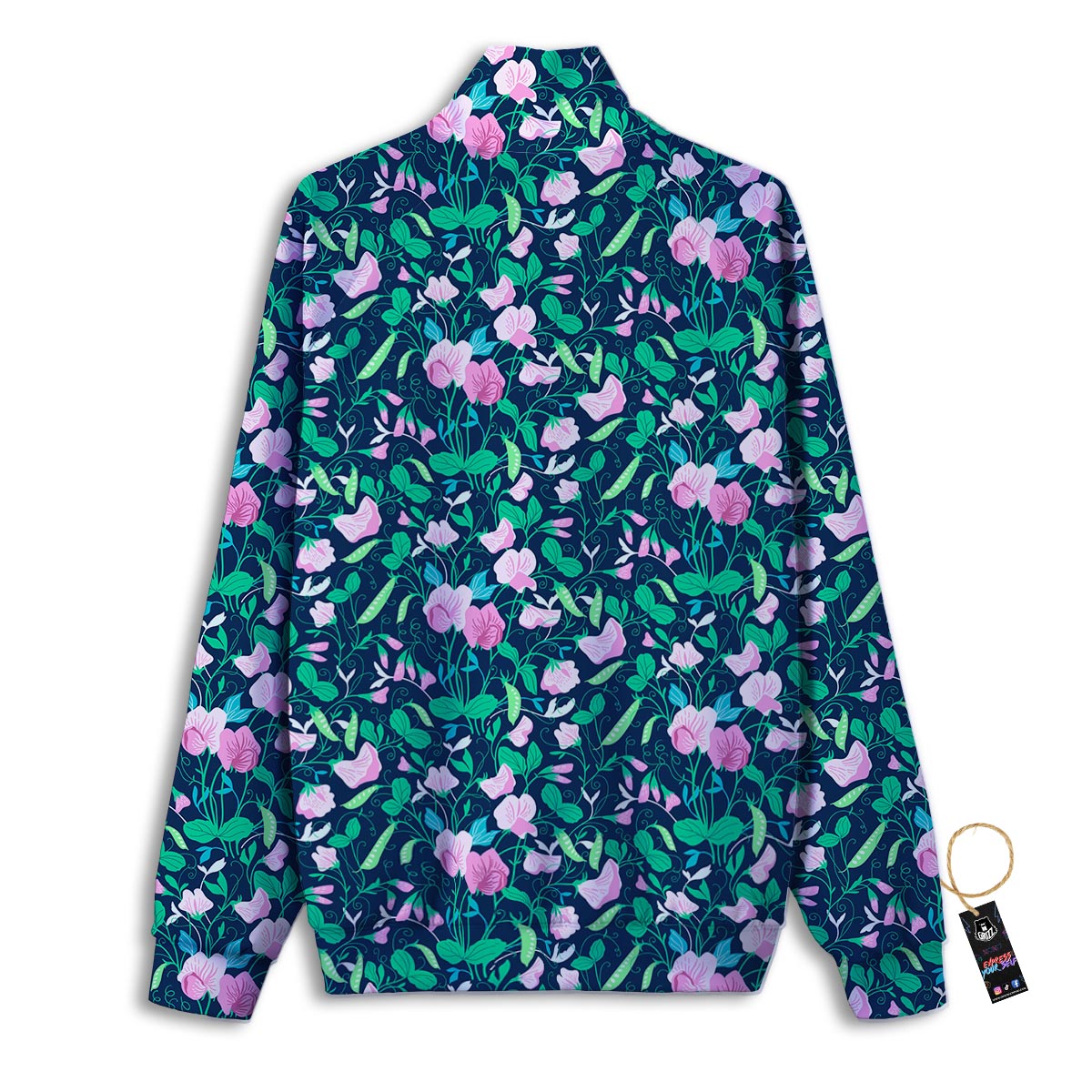 Flower Sweet Pea Print Pattern Track Jacket-grizzshop
