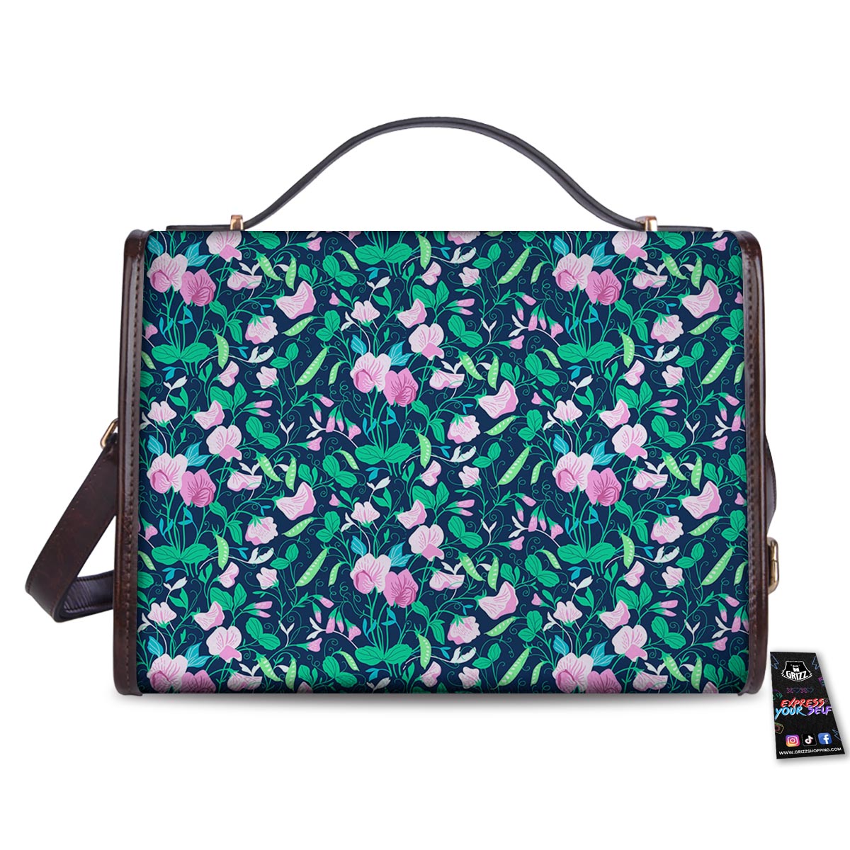 Flower Sweet Pea Print Pattern Women's Satchel Bag-grizzshop