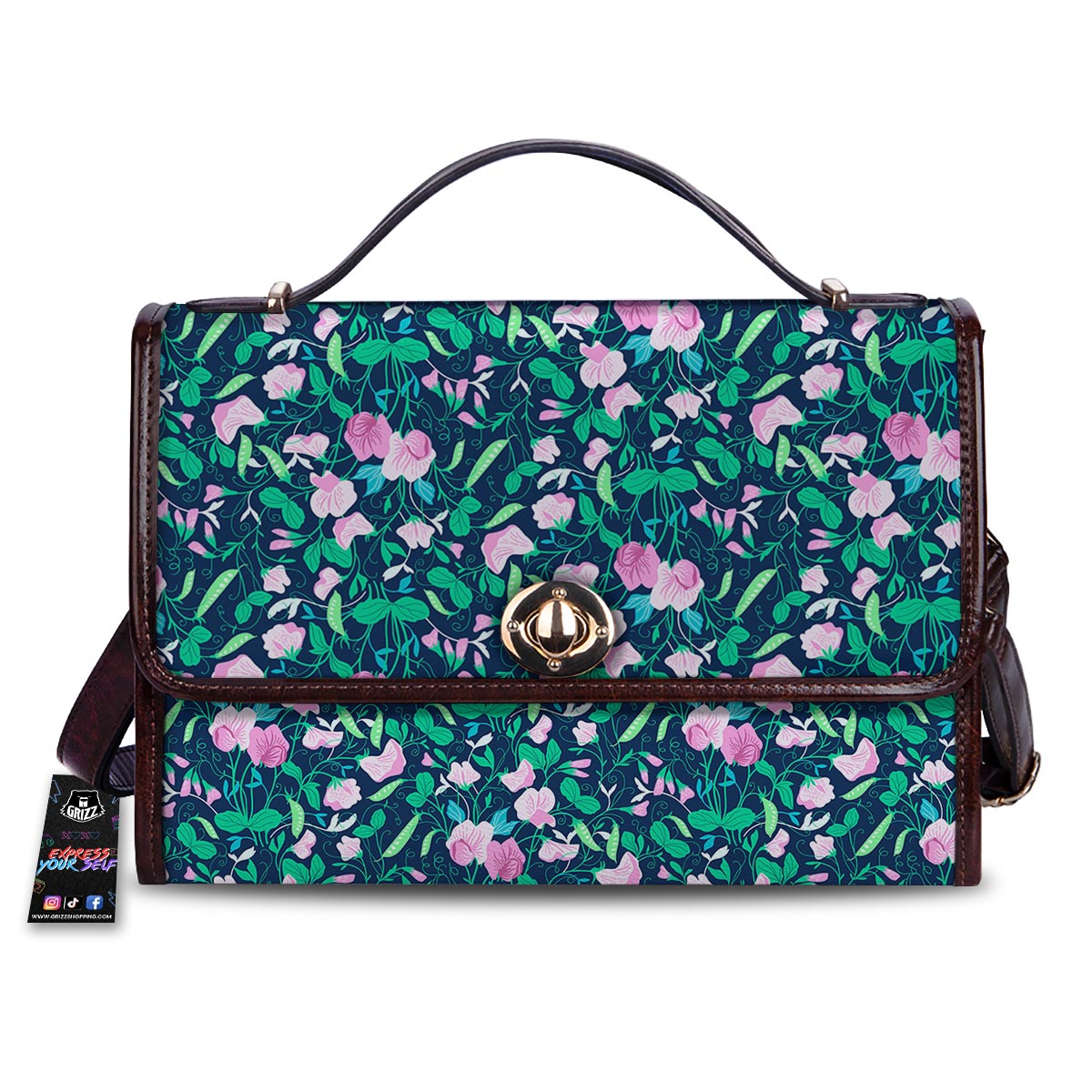 Flower Sweet Pea Print Pattern Women's Satchel Bag-grizzshop