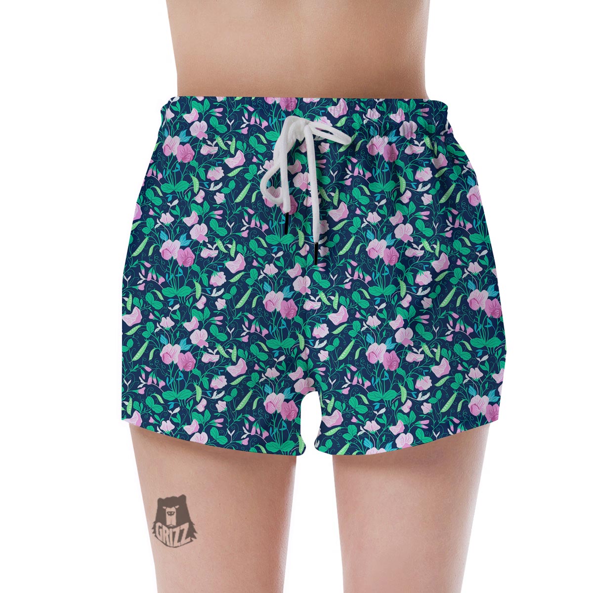 Flower Sweet Pea Print Pattern Women's Shorts-grizzshop