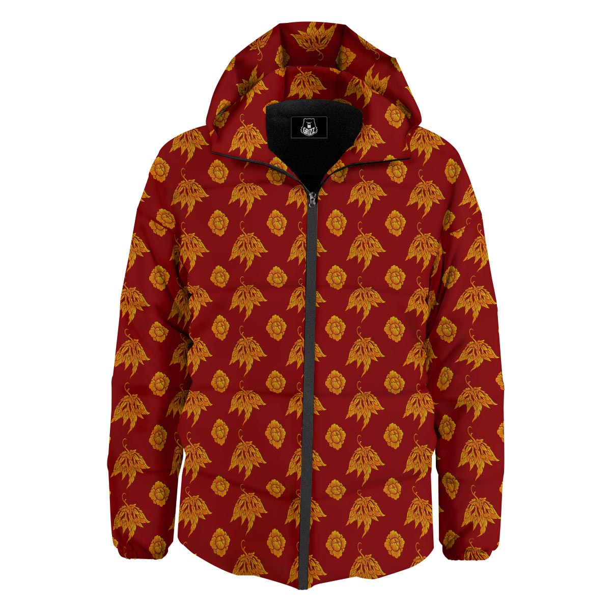 Flower Traditional Thai Print Pattern Down Jacket-grizzshop