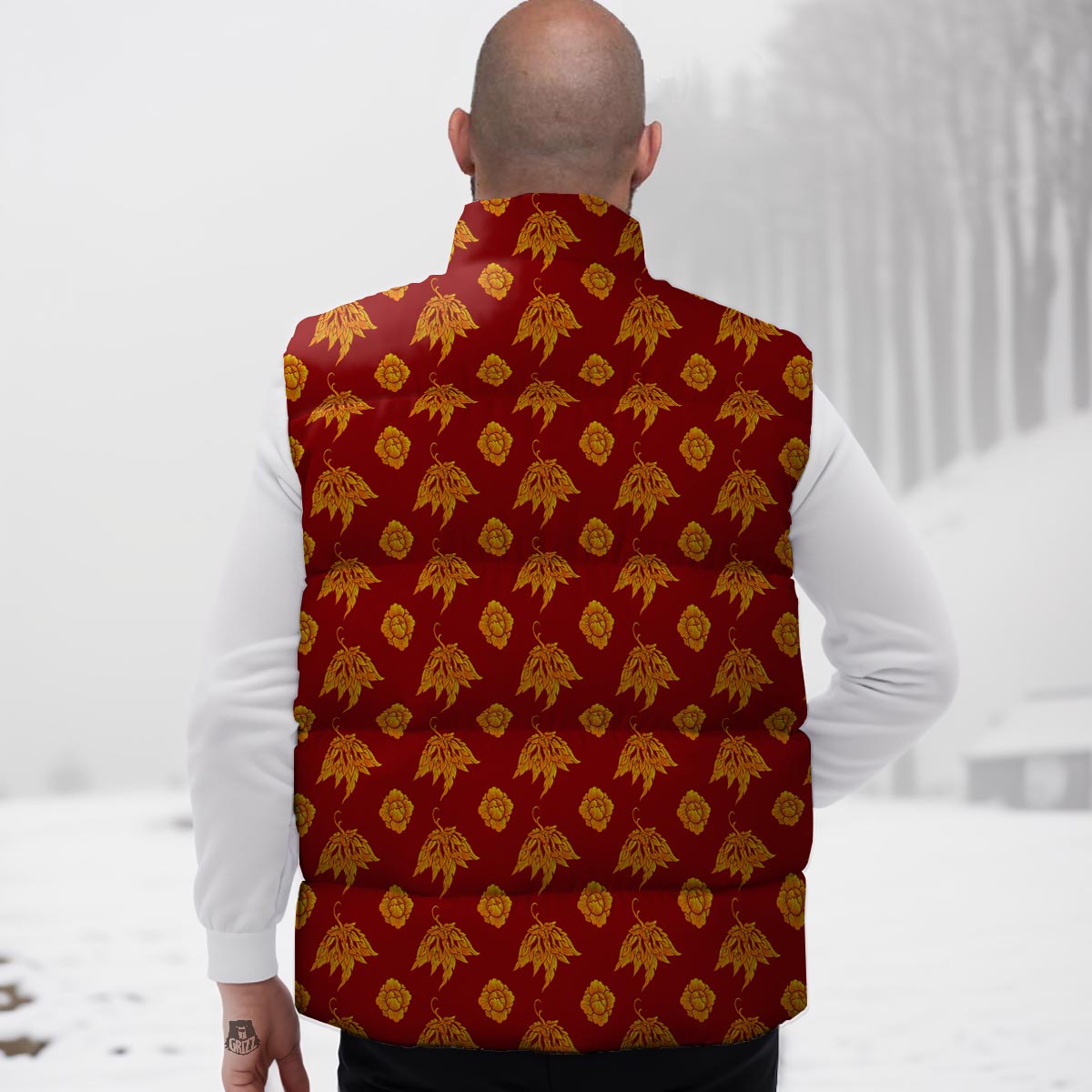 Flower Traditional Thai Print Pattern Down Vest-grizzshop
