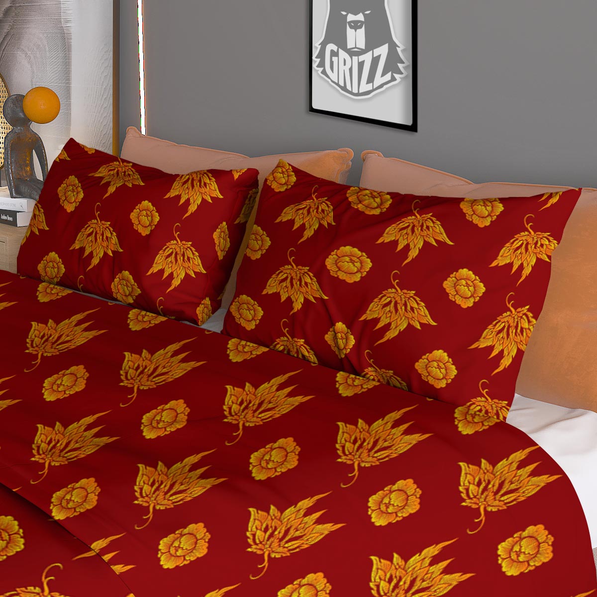 Flower Traditional Thai Print Pattern Duvet Cover Bedding Set-grizzshop