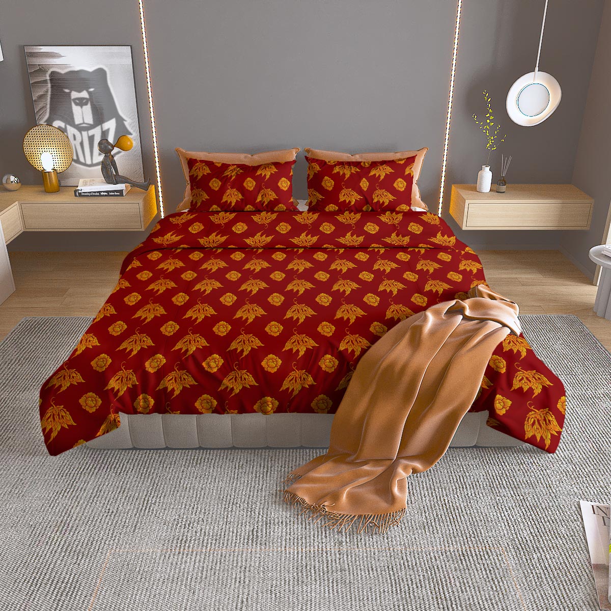 Flower Traditional Thai Print Pattern Duvet Cover Bedding Set-grizzshop