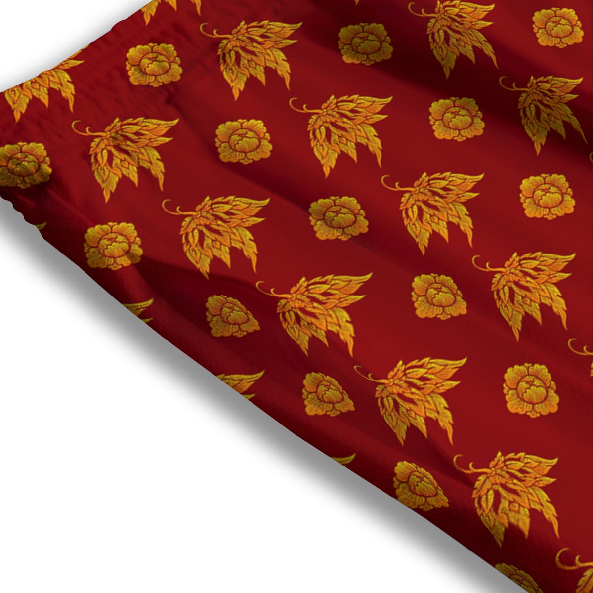 Flower Traditional Thai Print Pattern Mesh Shorts-grizzshop