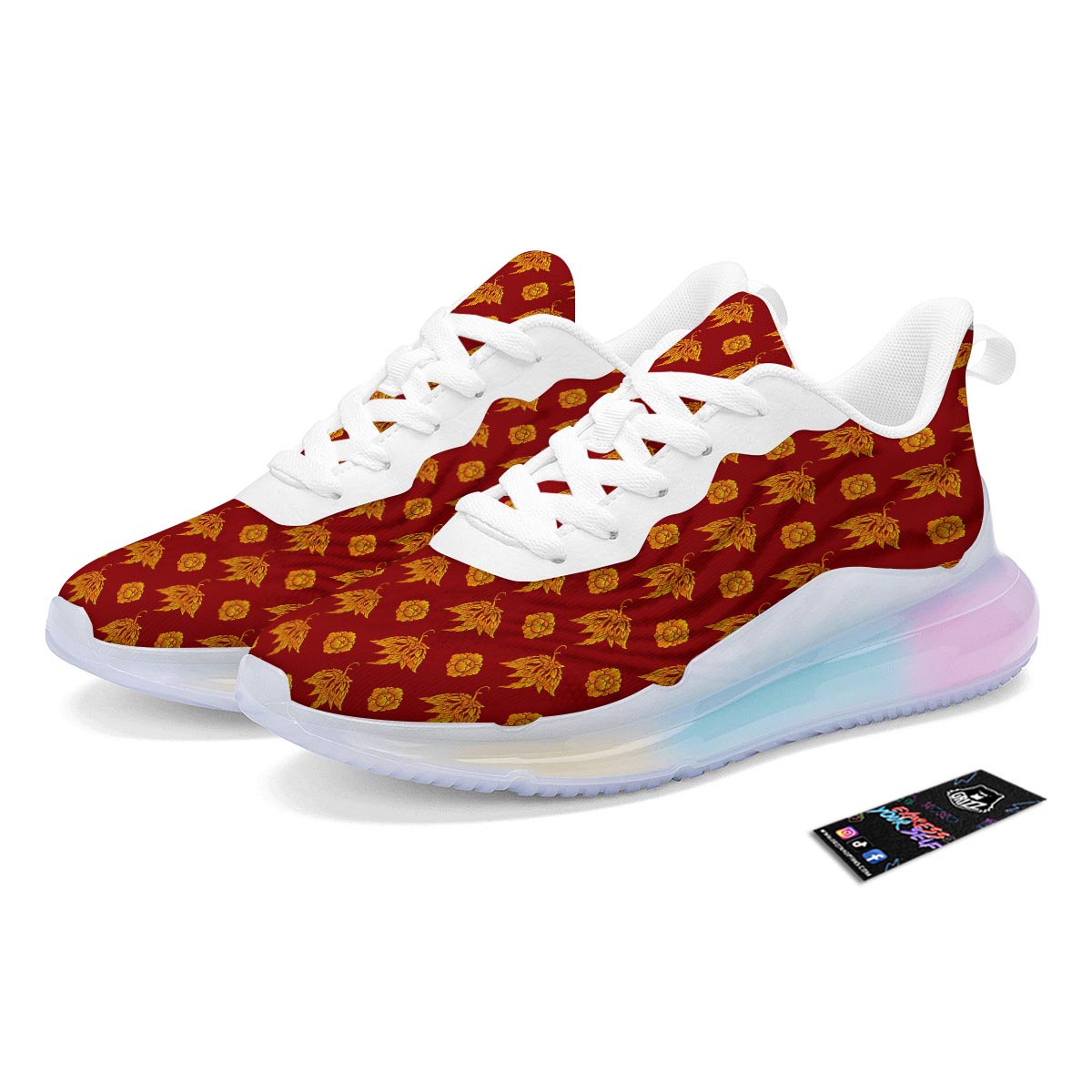 Flower Traditional Thai Print Pattern Running Sneakers-grizzshop