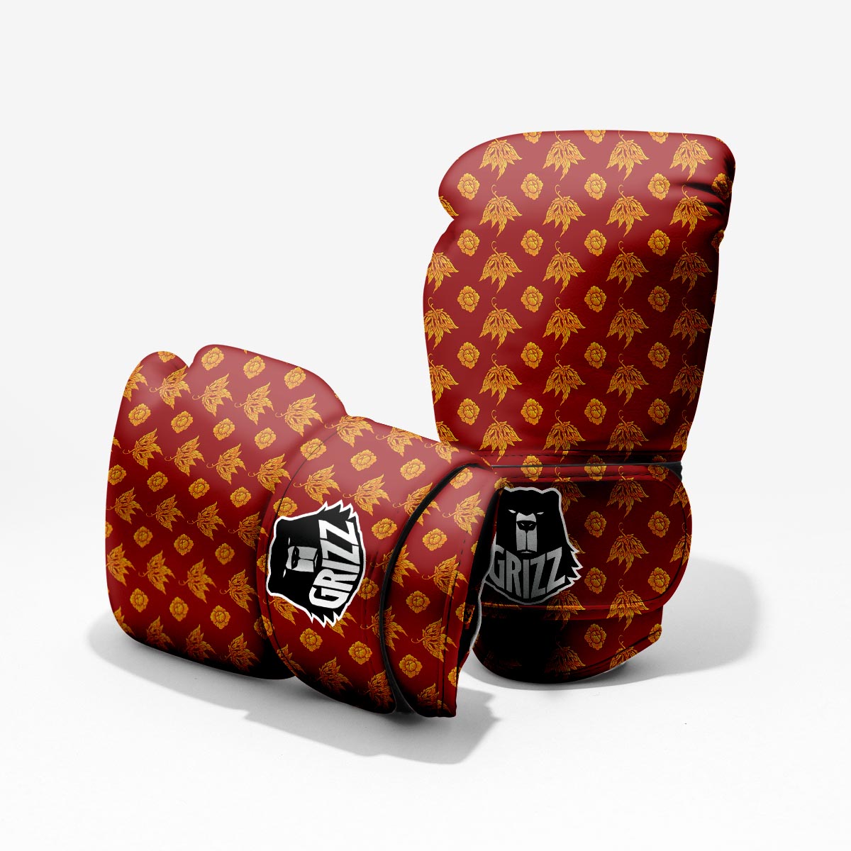 Flower Traditional Thai Print Pattern Sparring Gloves-grizzshop