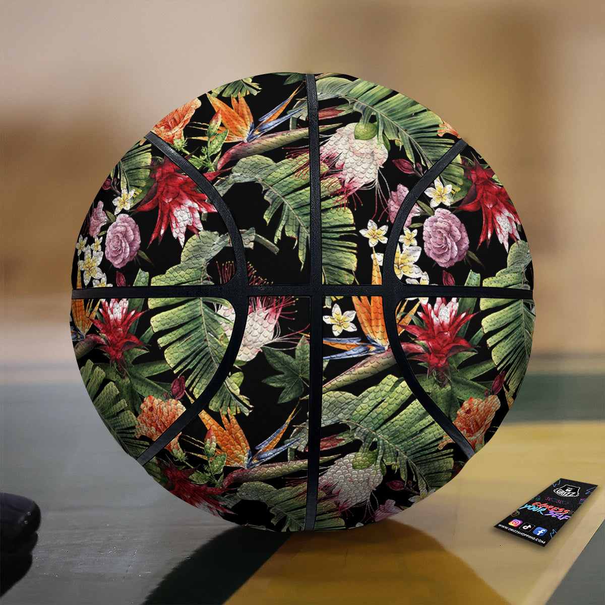 Flower Tropical Watercolor Print Pattern Basketball-grizzshop
