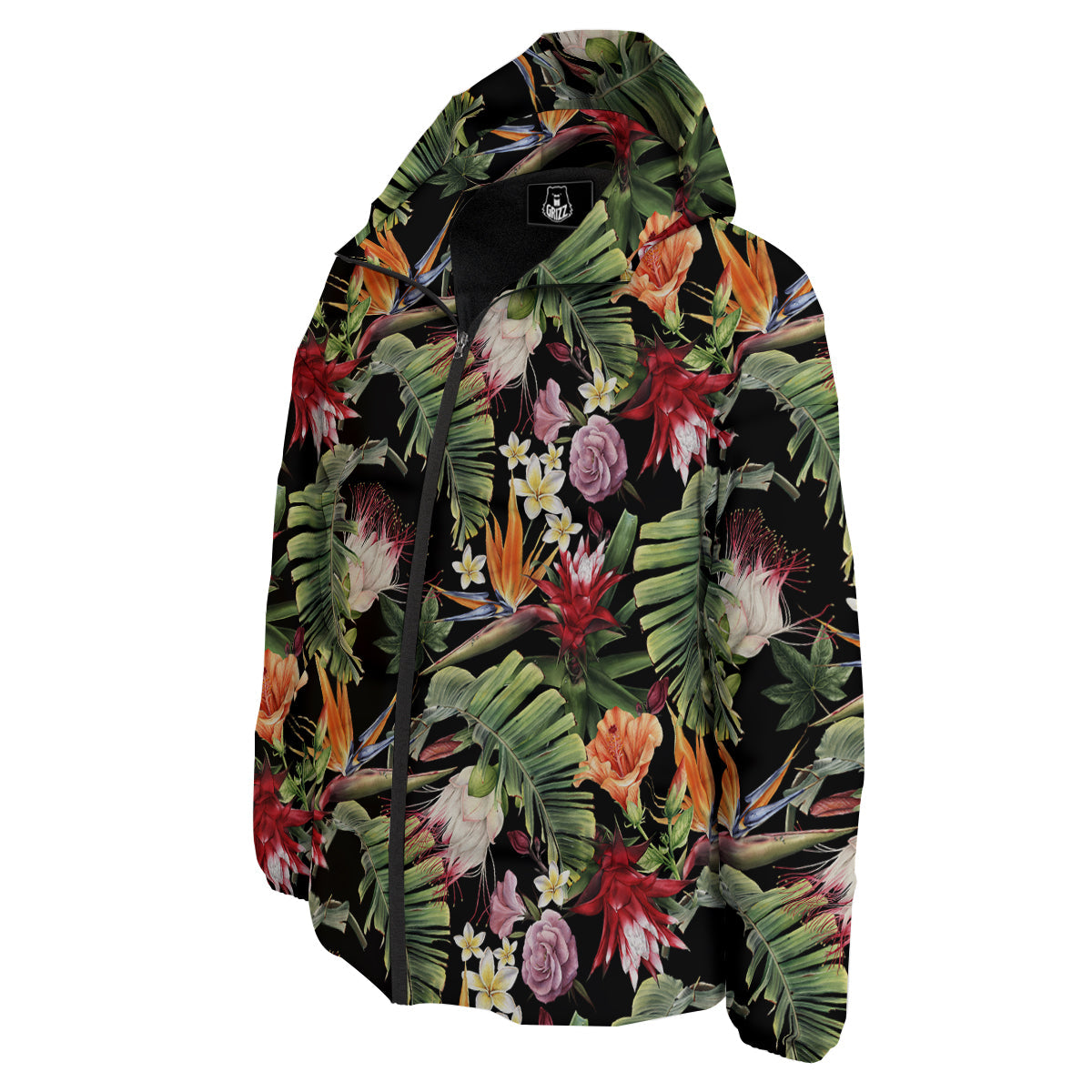 Flower Tropical Watercolor Print Pattern Down Jacket-grizzshop