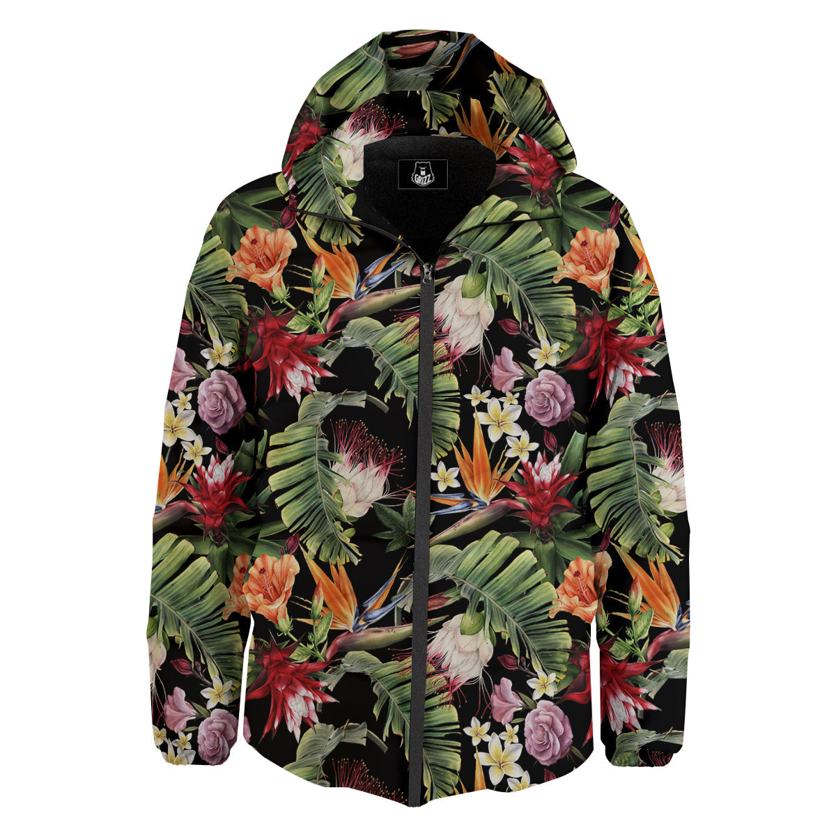Flower Tropical Watercolor Print Pattern Down Jacket-grizzshop