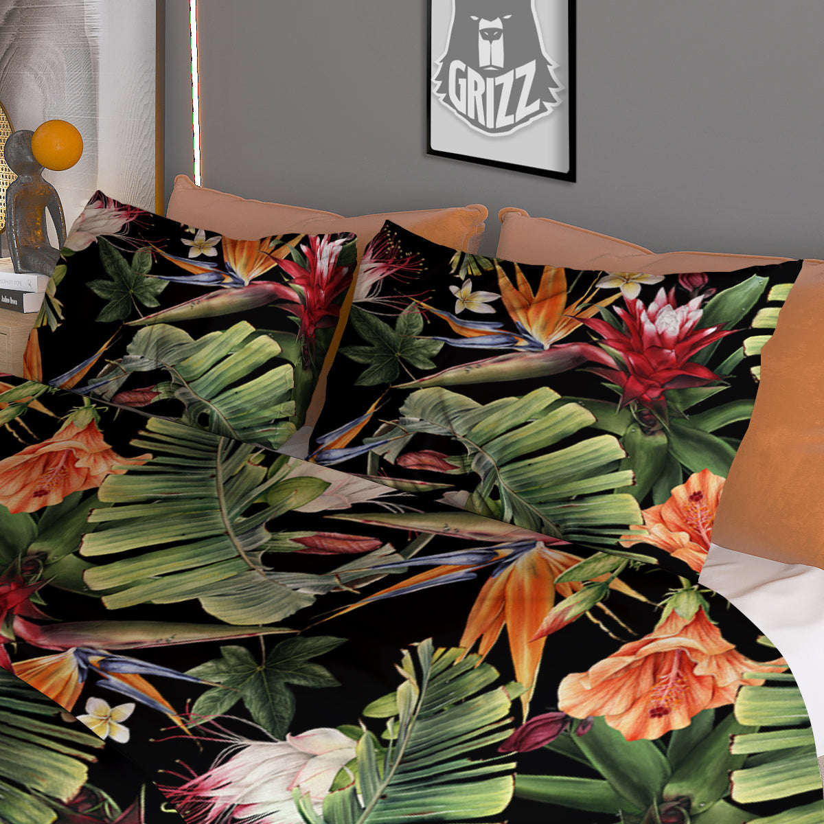Flower Tropical Watercolor Print Pattern Duvet Cover Bedding Set-grizzshop