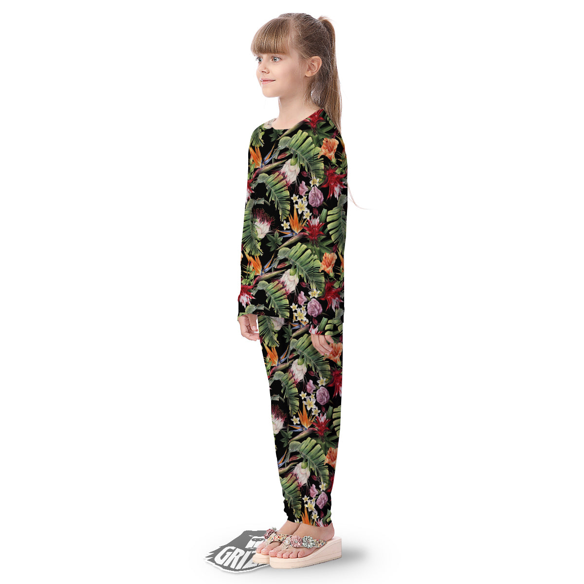 Flower Tropical Watercolor Print Pattern Kid's Pajamas-grizzshop