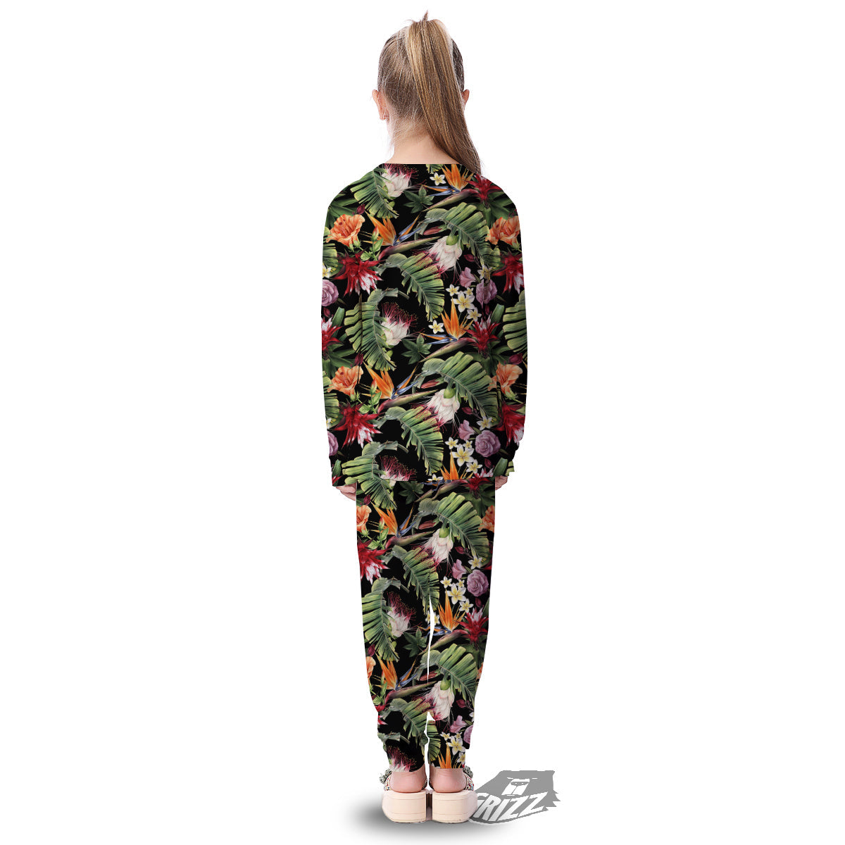 Flower Tropical Watercolor Print Pattern Kid's Pajamas-grizzshop
