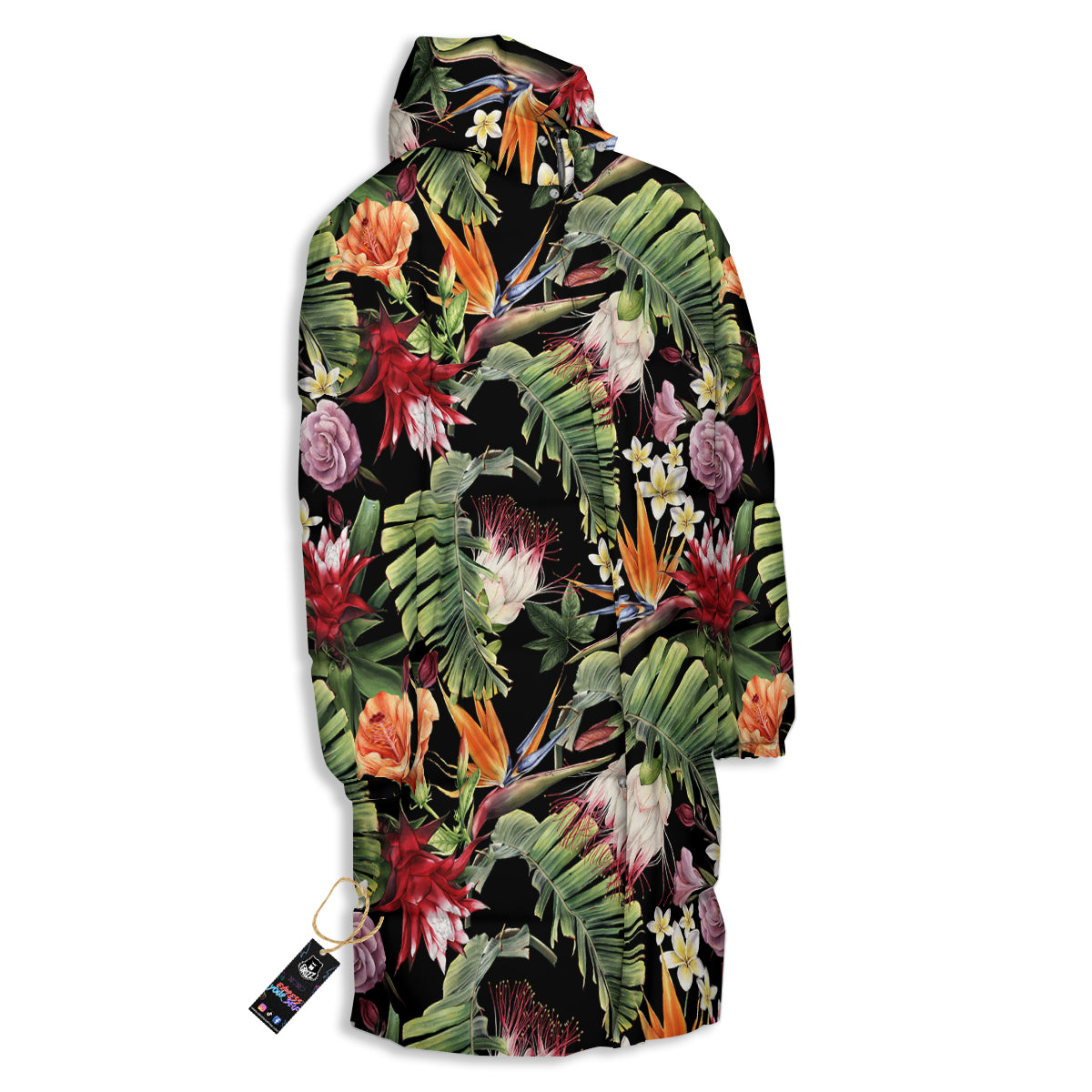 Flower Tropical Watercolor Print Pattern Long Down Jacket-grizzshop
