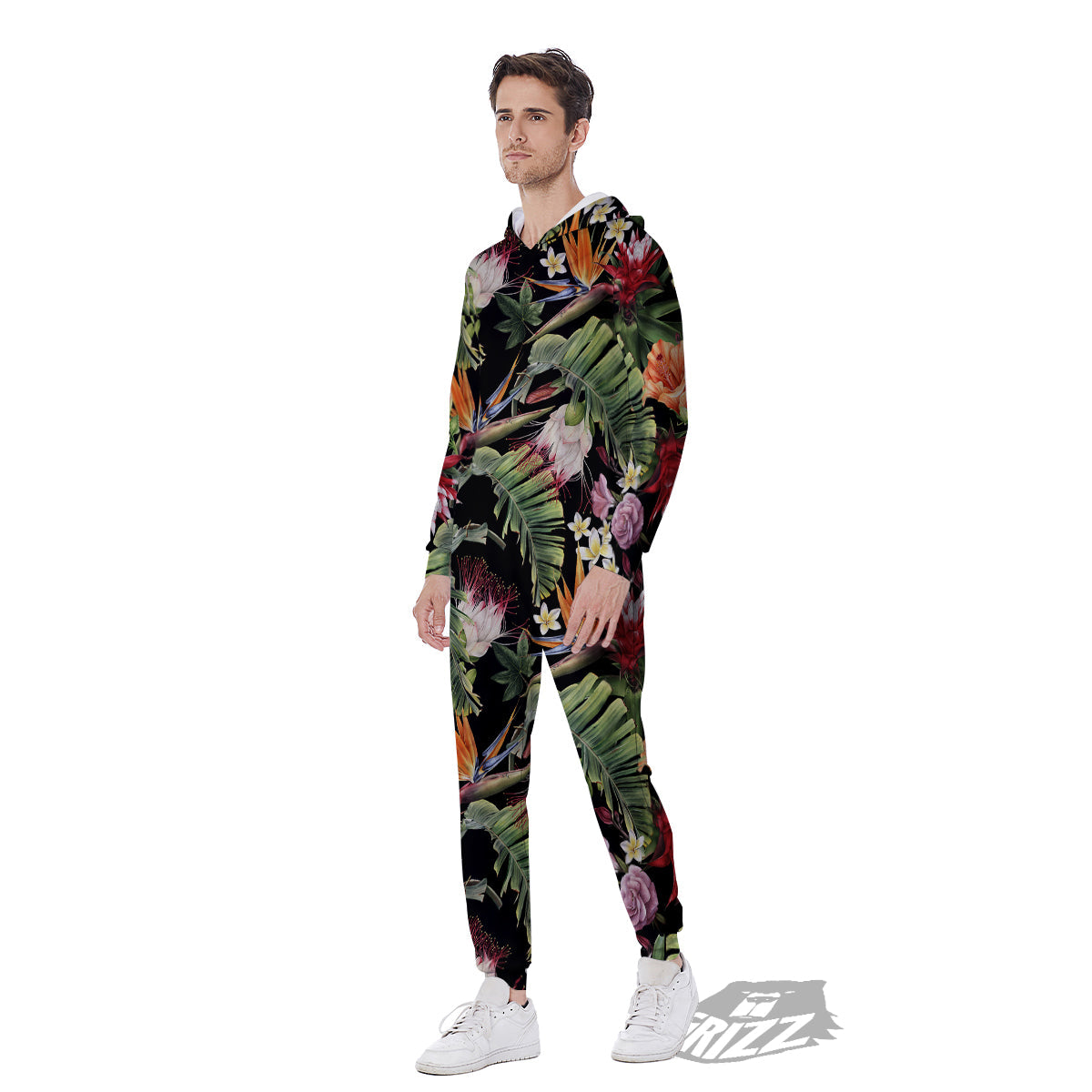 Flower Tropical Watercolor Print Pattern Men's Jumpsuit-grizzshop