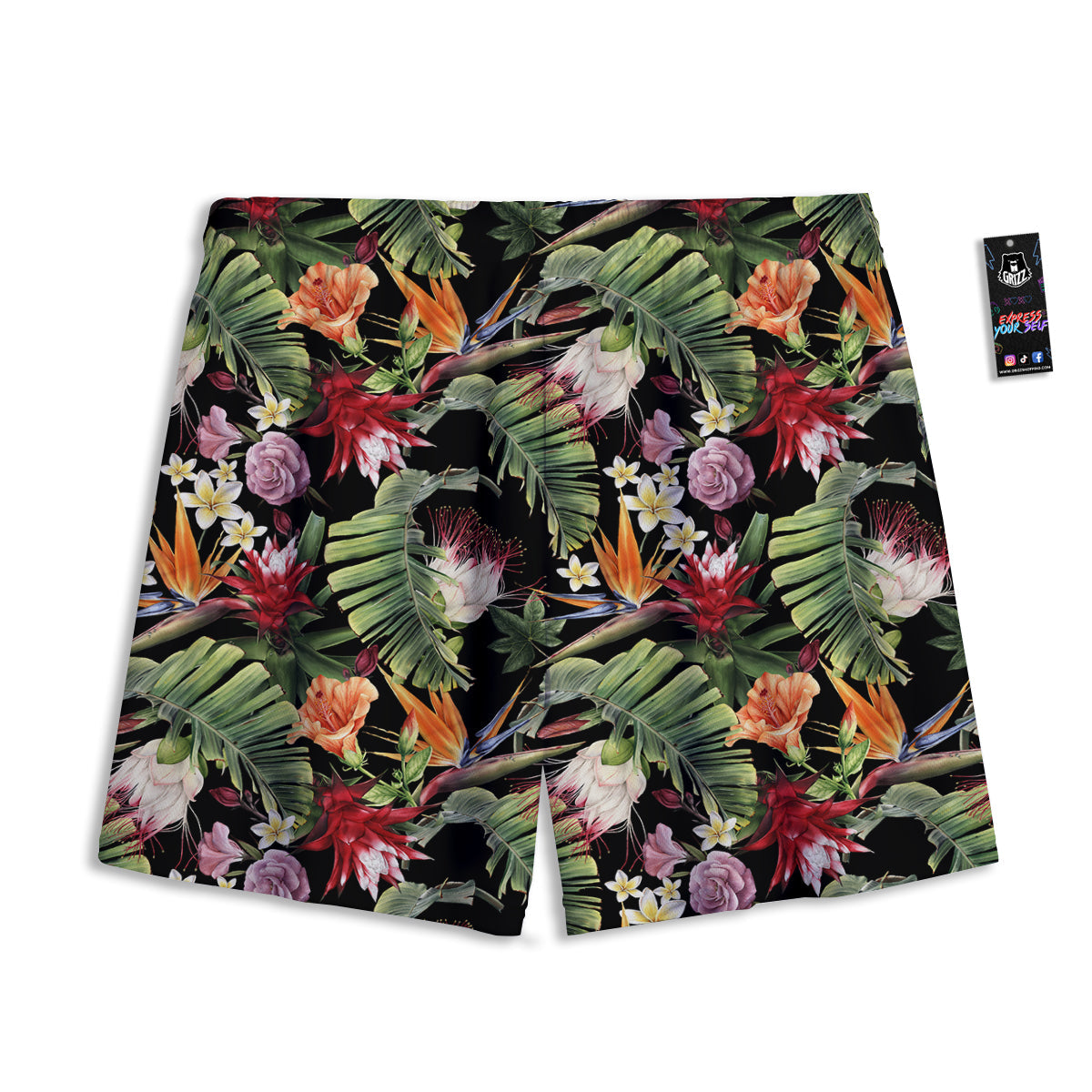 Flower Tropical Watercolor Print Pattern Mesh Shorts-grizzshop