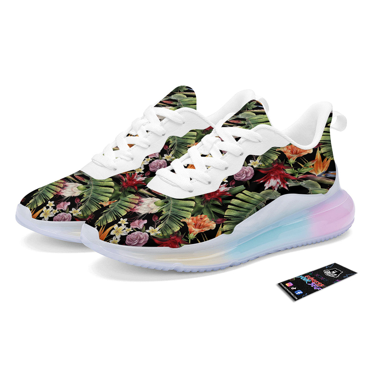 Flower Tropical Watercolor Print Pattern Running Sneakers-grizzshop