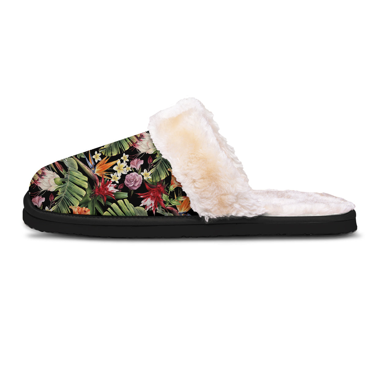 Flower Tropical Watercolor Print Pattern Slippers-grizzshop