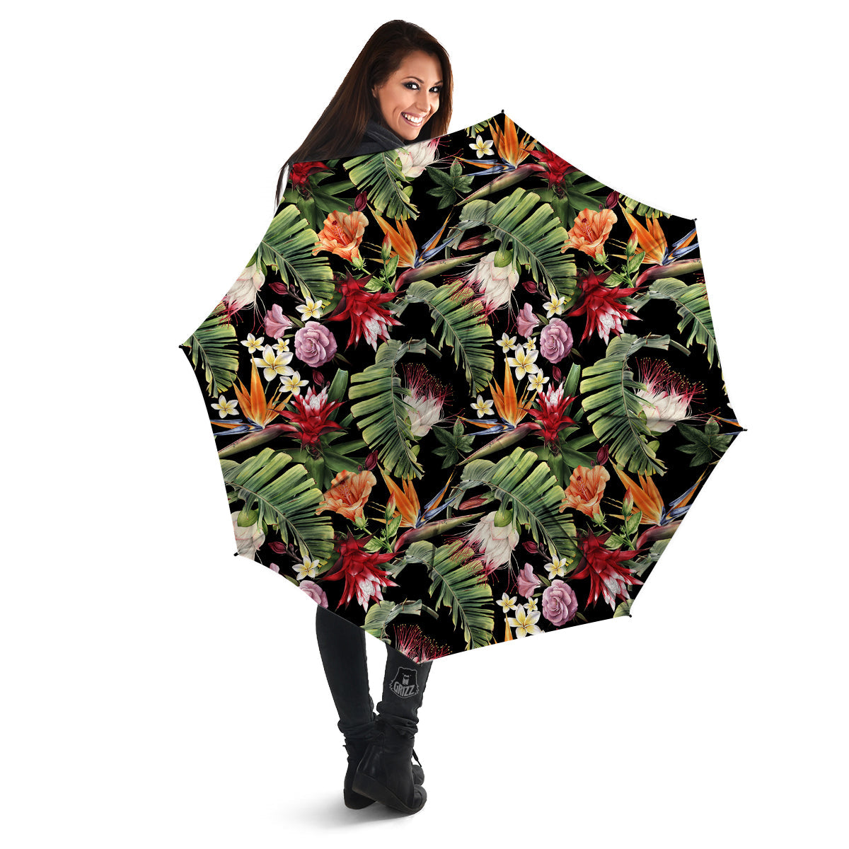 Flower Tropical Watercolor Print Pattern Umbrella-grizzshop