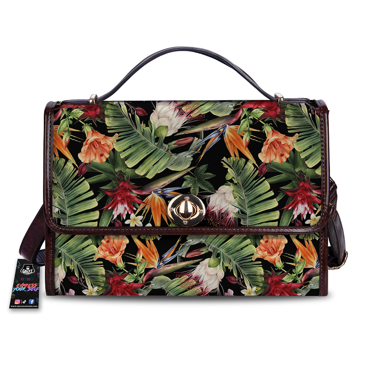 Flower Tropical Watercolor Print Pattern Women's Satchel Bag-grizzshop