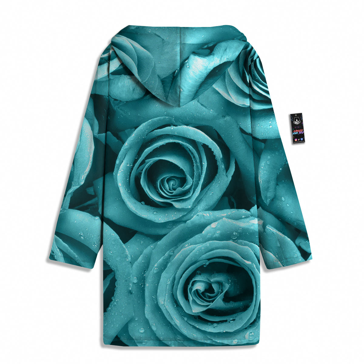 Flower Turquoise Rose Print Men's Windbreaker Jacket-grizzshop