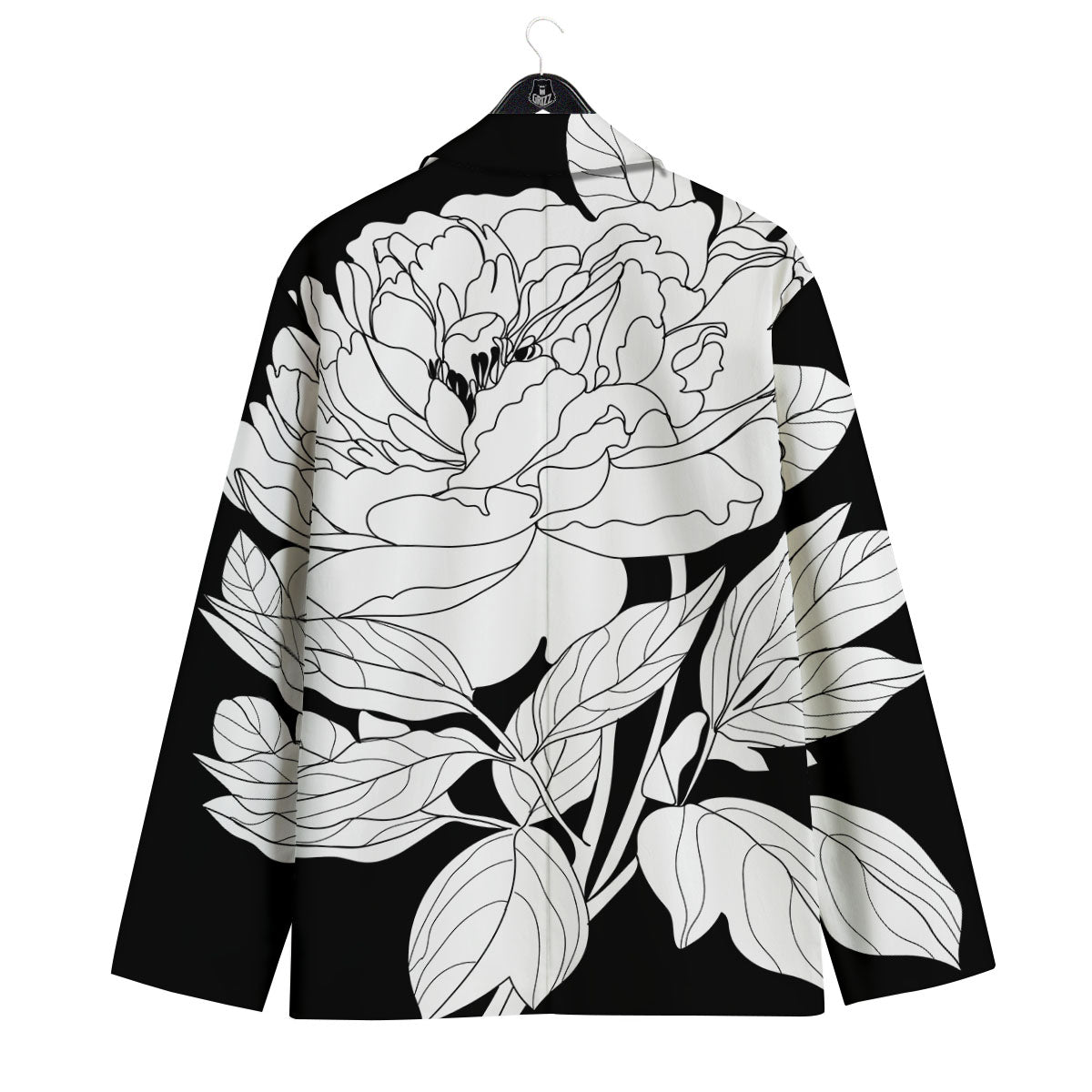 Flower White And Black Print Men's Sport Coat-grizzshop